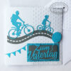 Vatertagskarte mit Fahrrad und Kind
