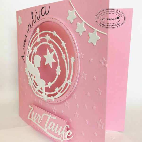 Karte Taufe in rosa mit Engel – Bild 2