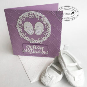 Geburtskarte mit Babyschuhen