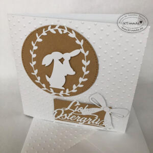 Osterkarte mit Hasenmama und Hasenkind