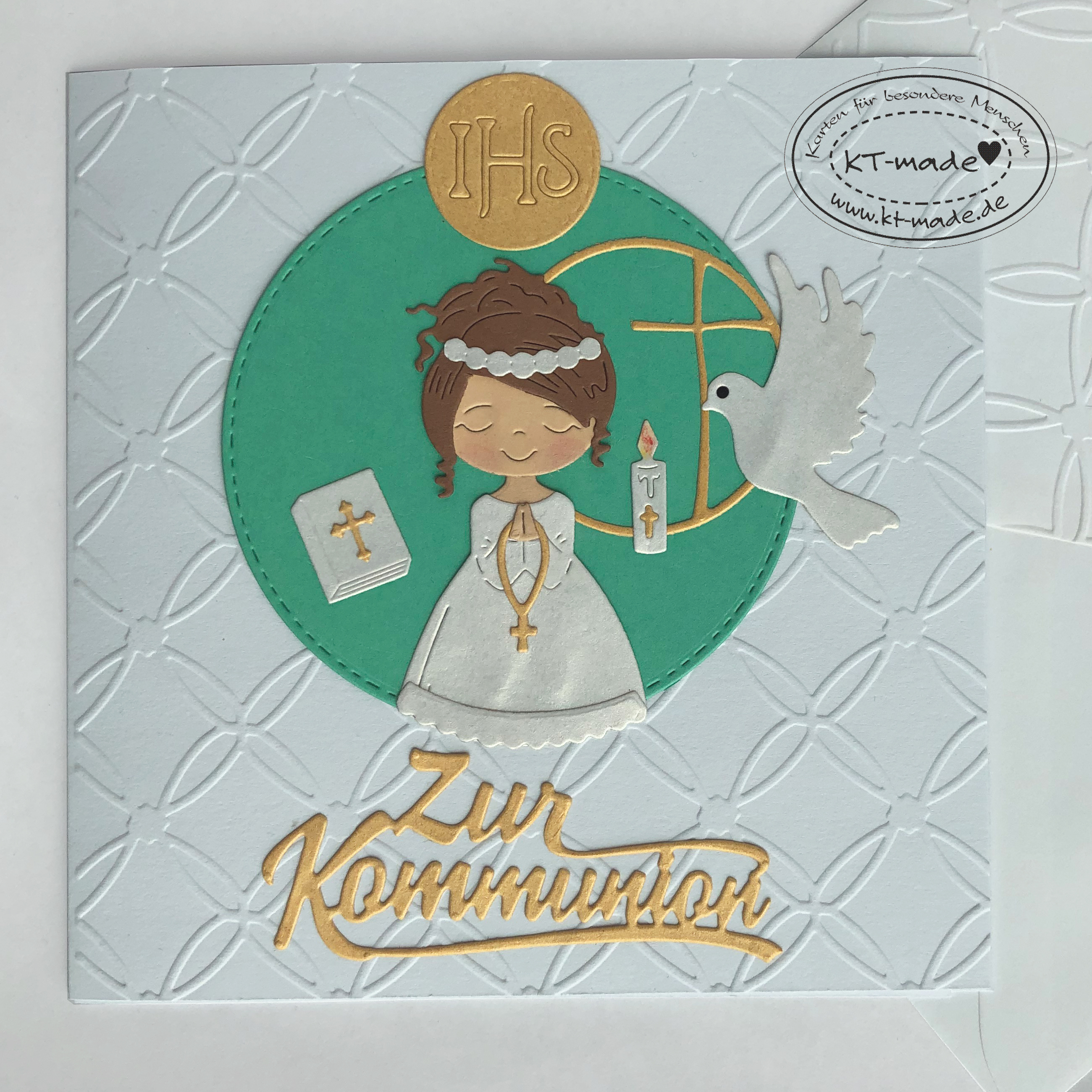 individualisierbare Kommunionkarte für Mädchen