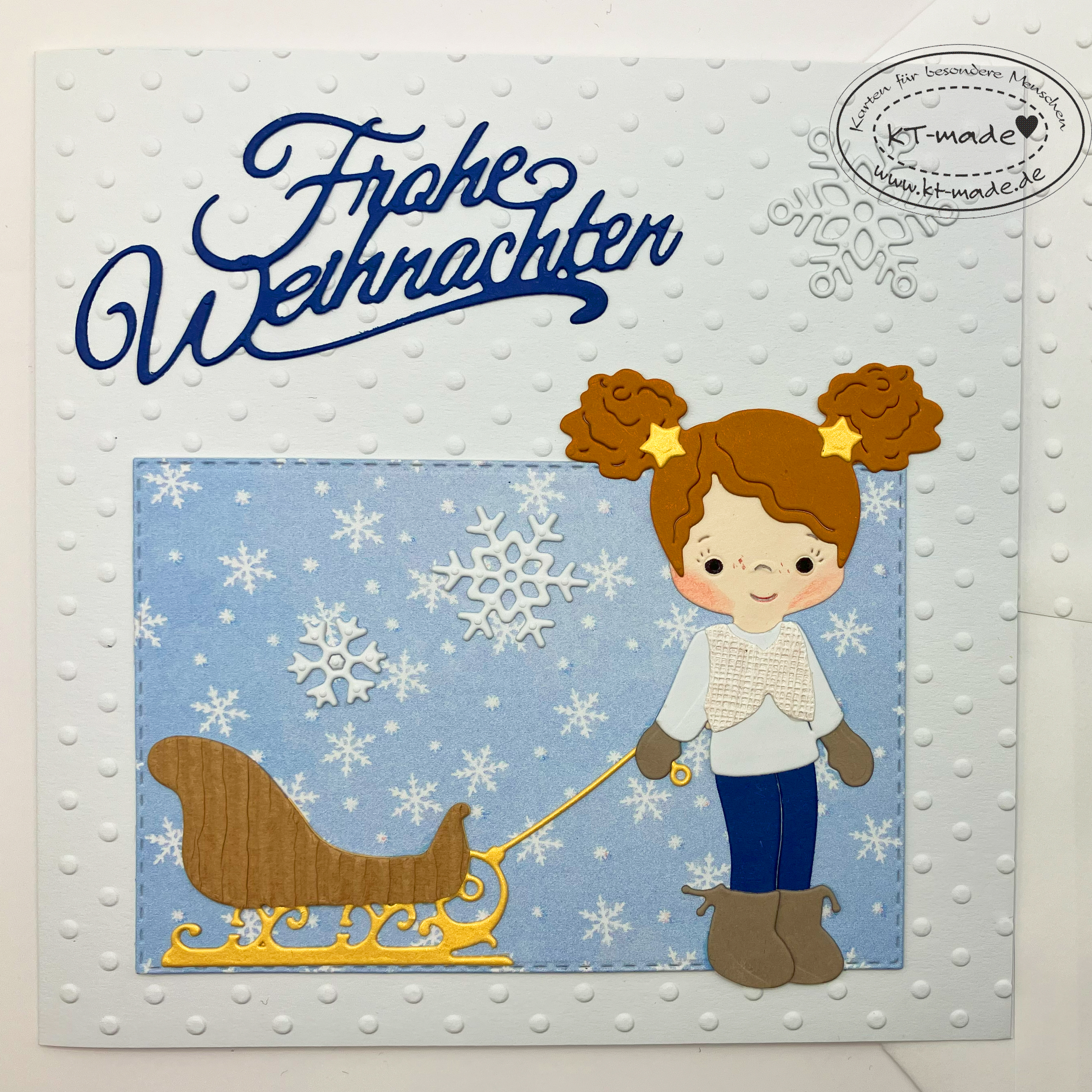 Weihnachtskarte mit Schlitten