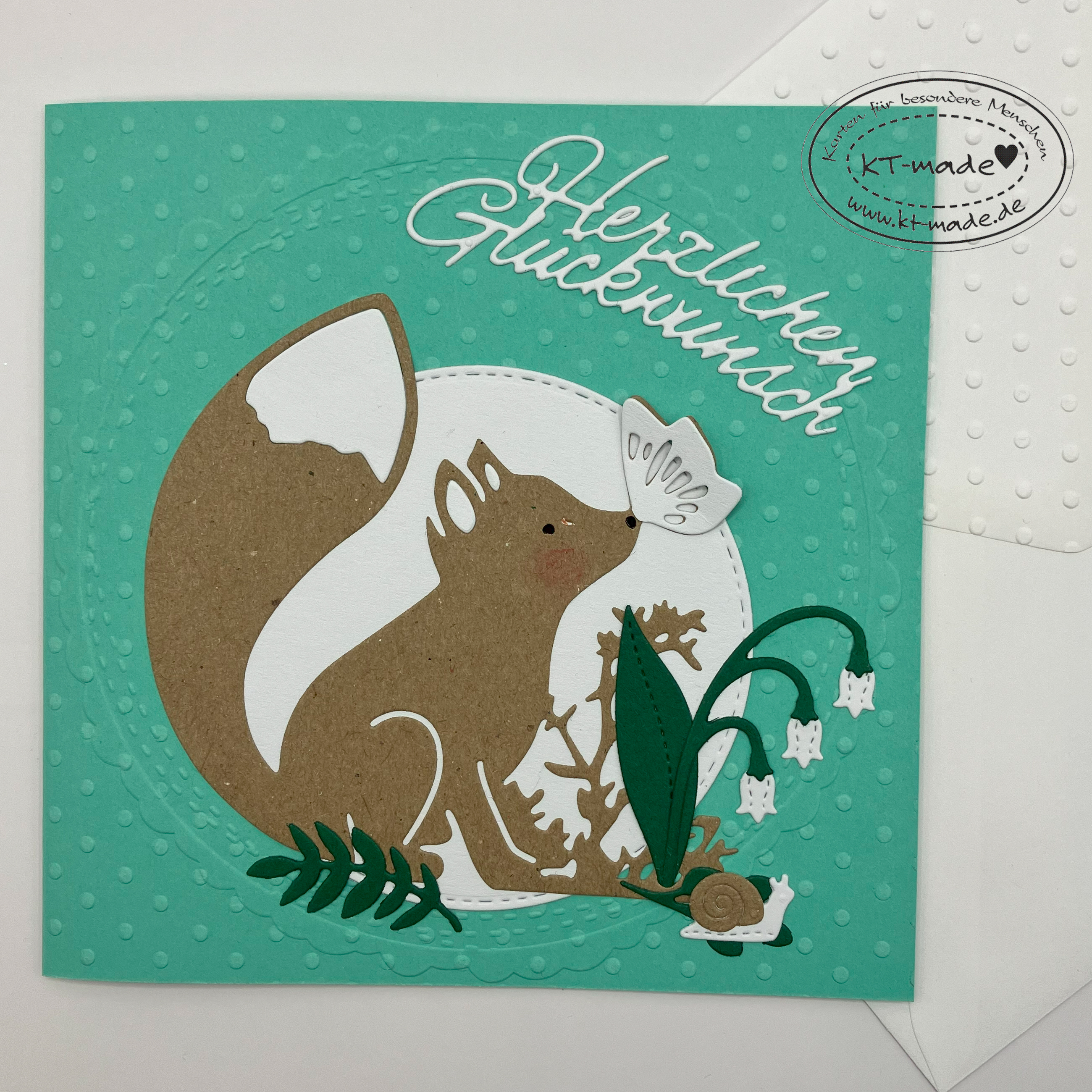 Glückwunschkarte vintage mit kleinem Fuchs