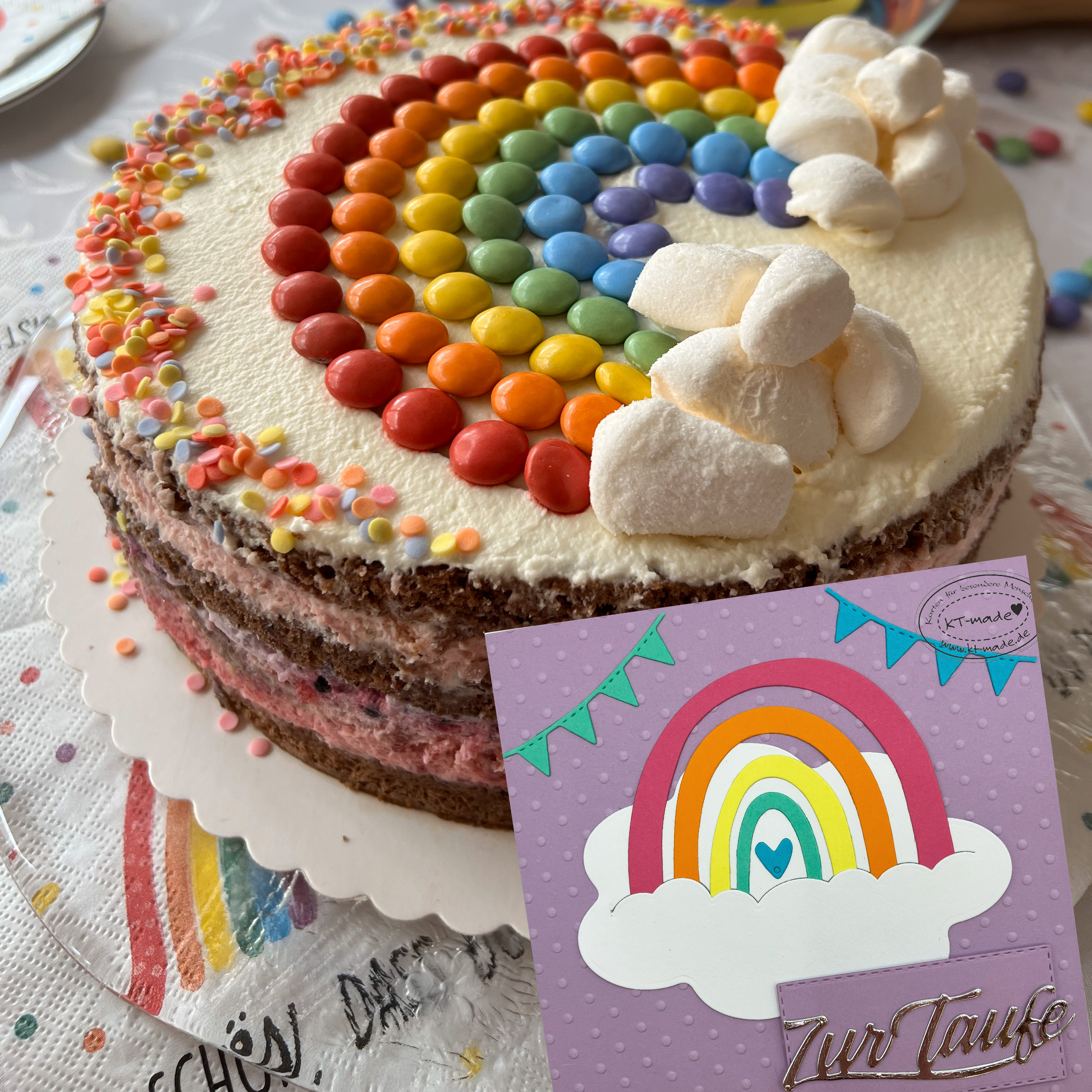 Taufkarte mit Regenbogen
