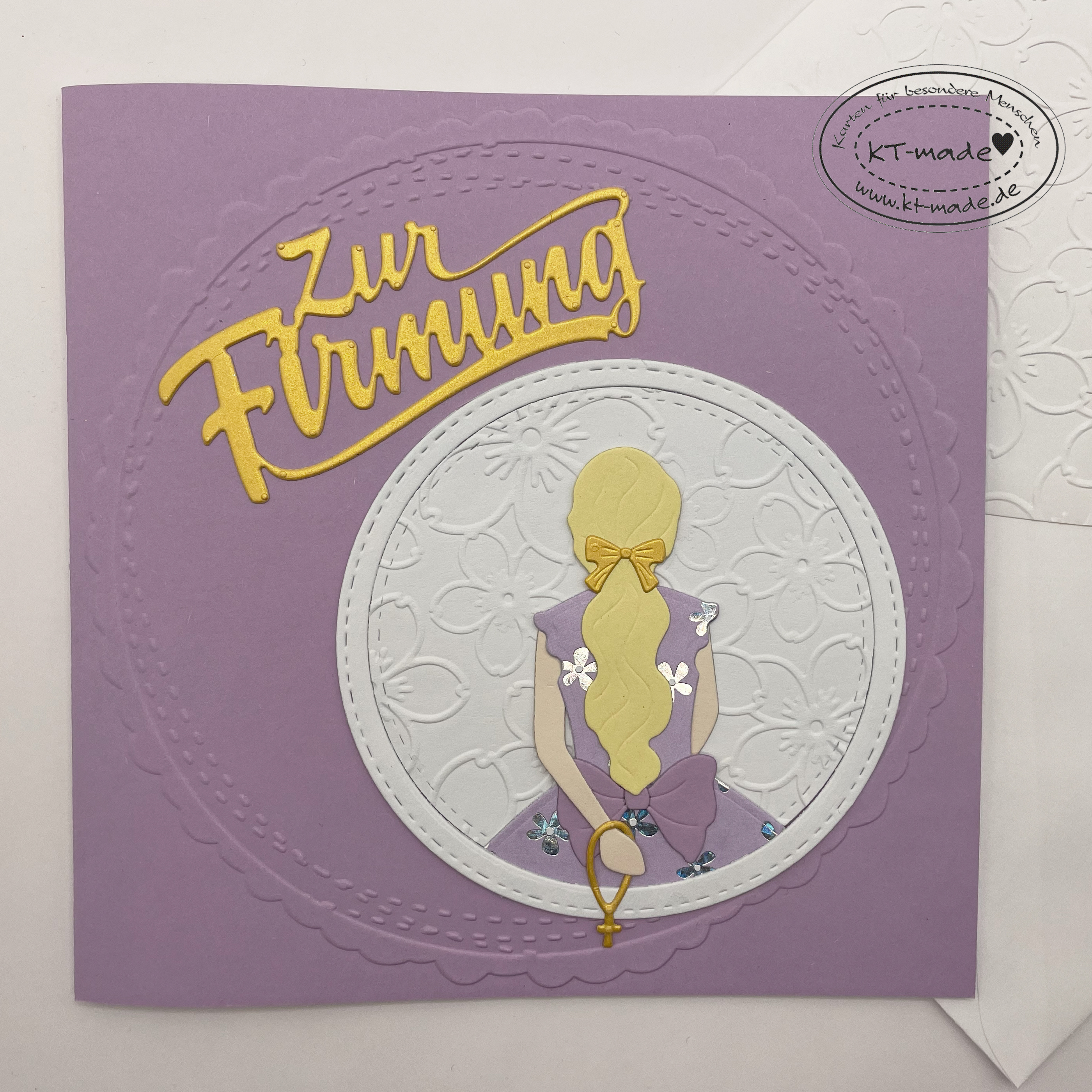 Karte zur Firmung für Mädchen lila