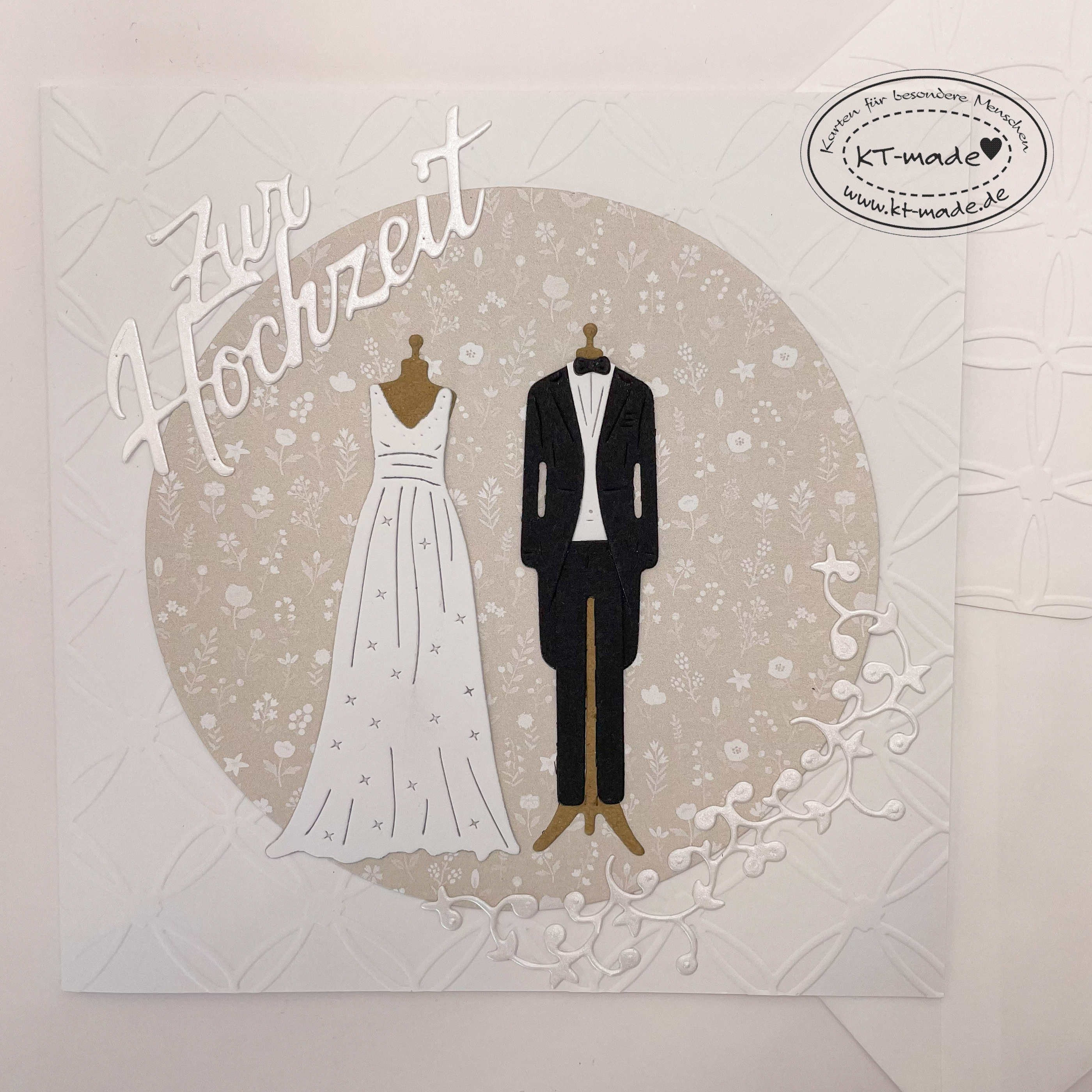 vintage Hochzeitskarte in weiß