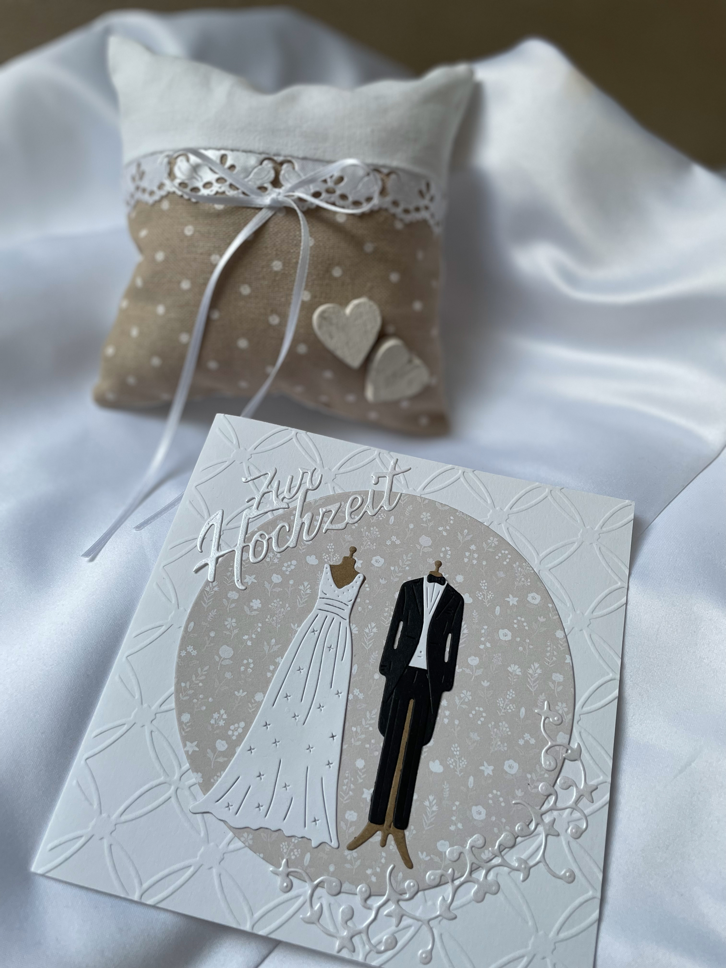 vintage Hochzeitskarte in weiß