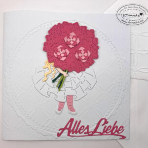 Hochzeitskarte mit Strauß in rosa