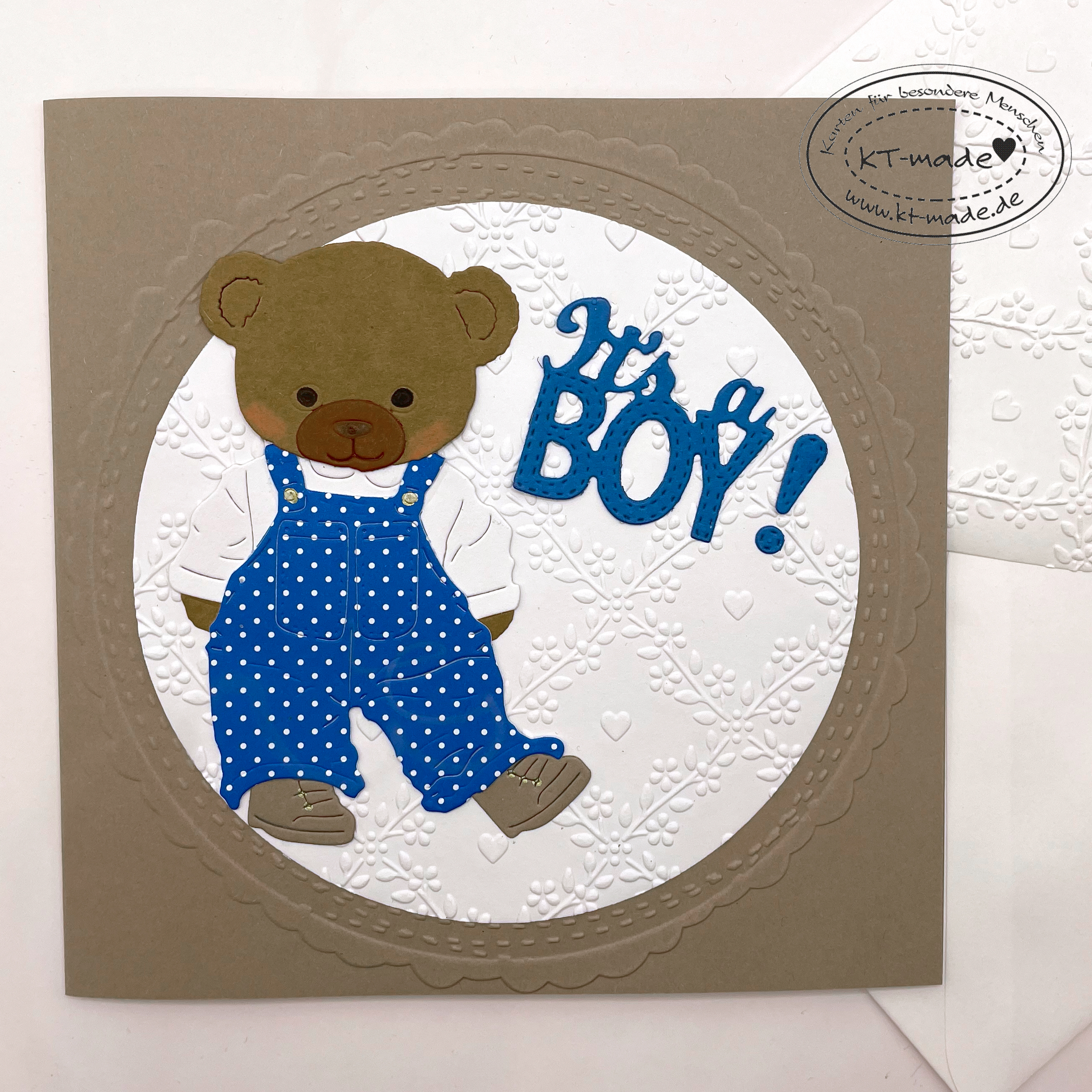 Karte zur Geburt mit Teddybär Jungen